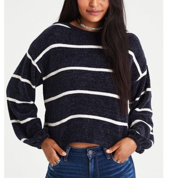 American Eagle Outfitters Tops - Striped balloon sleeve sweater
